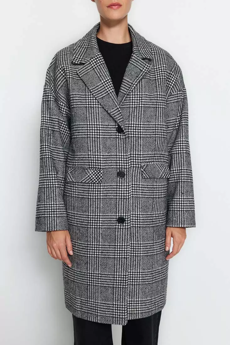Buy Trendyol Checkered Long Coat 2024 Online ZALORA Singapore