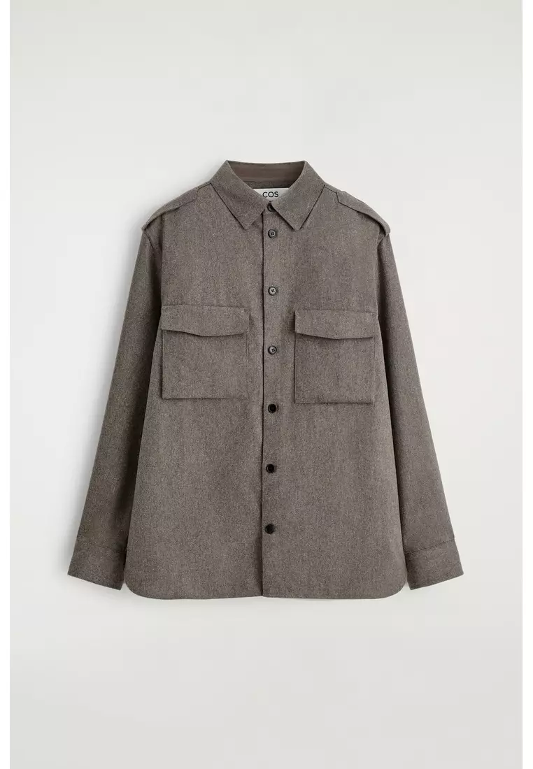 BUTTON-DOWN COLLAR WOOL SHIRT