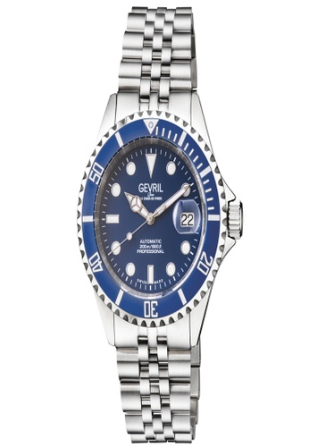 Gevril silver Gevril Men's Wall Street Royal BLU Dial Royal BLU Ceramic Bezel Stainless Steel Bracelet 848E1AC31B7357GS_1