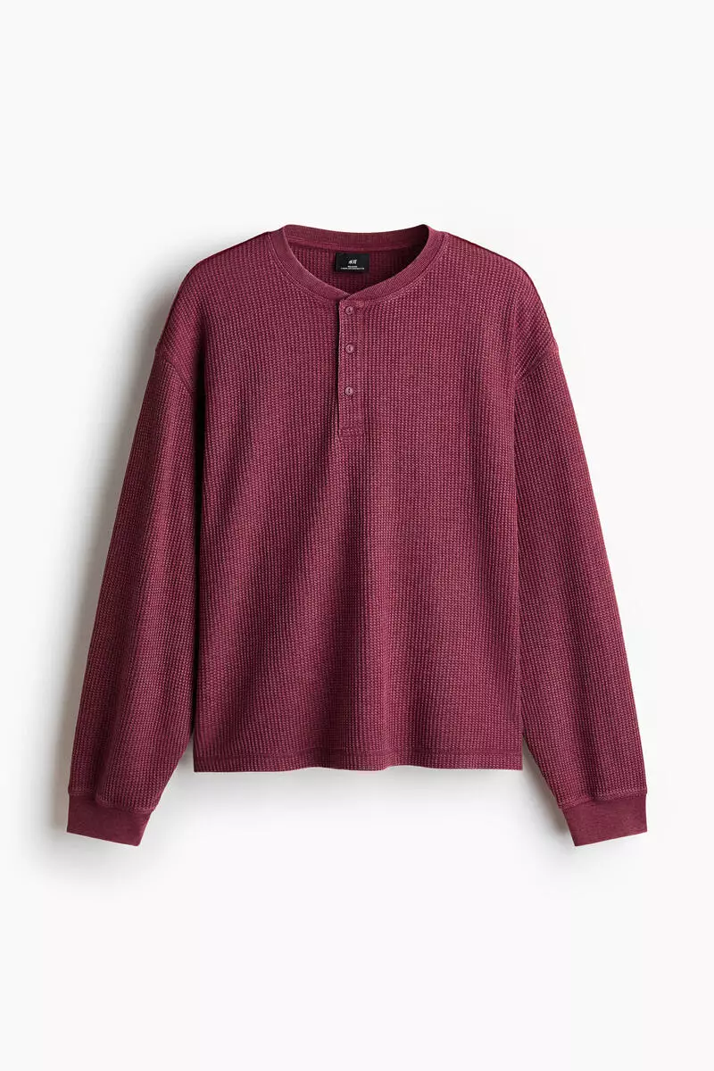 Regular Fit Waffled henley top