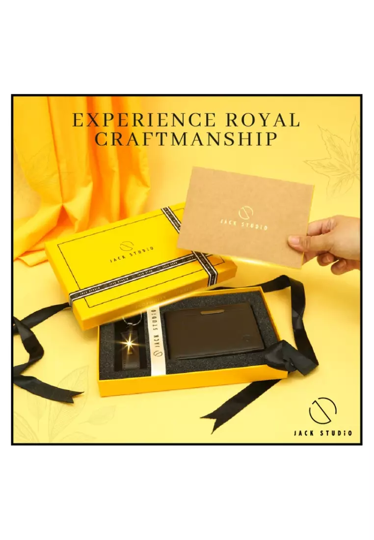 Jack Studio Men's Exclusive Leather ID Coin Wallet Keychain Gift Set JWC 41056