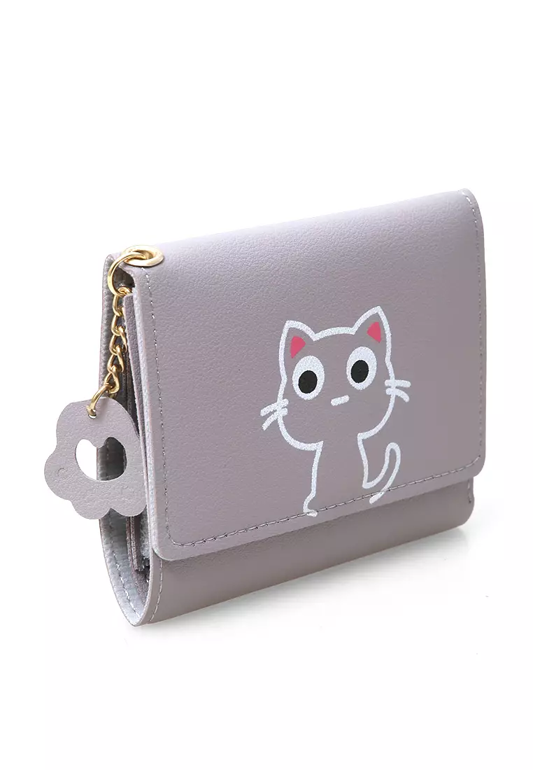 Fiore Dompet Anak Wanita Mini Short Wallet Cat Motive Many Slot Material Leather ORIGINAL - Light Purple