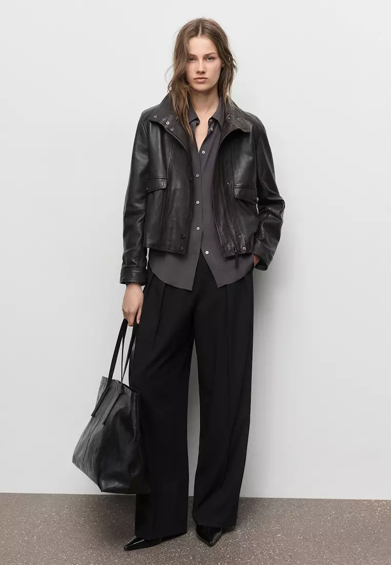 Wide-Leg High-Rise Pleated Trousers