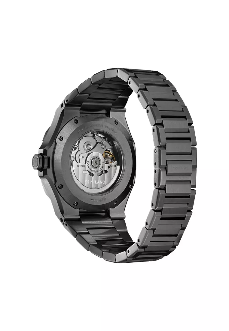 Gun Metal Skeleton Bracelet Watch, 41.5 mm