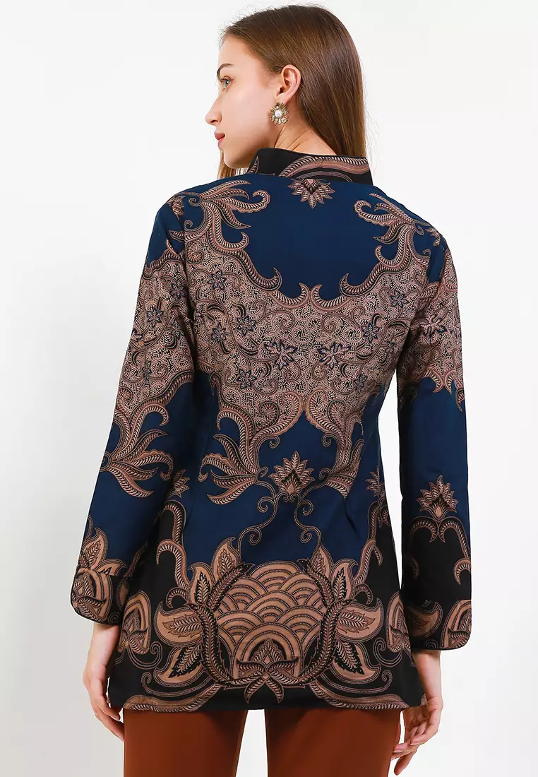 Jual Batik Mayung Blouse Batik Gana Navy Premium Slimfit Elegan Original 2024 ZALORA Indonesia