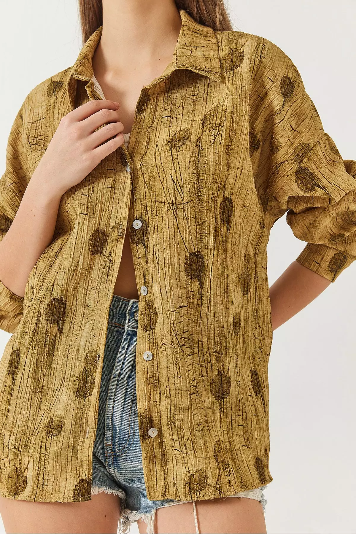 Women's Off Shoulder Print Oversize Shirt 60398 60271063