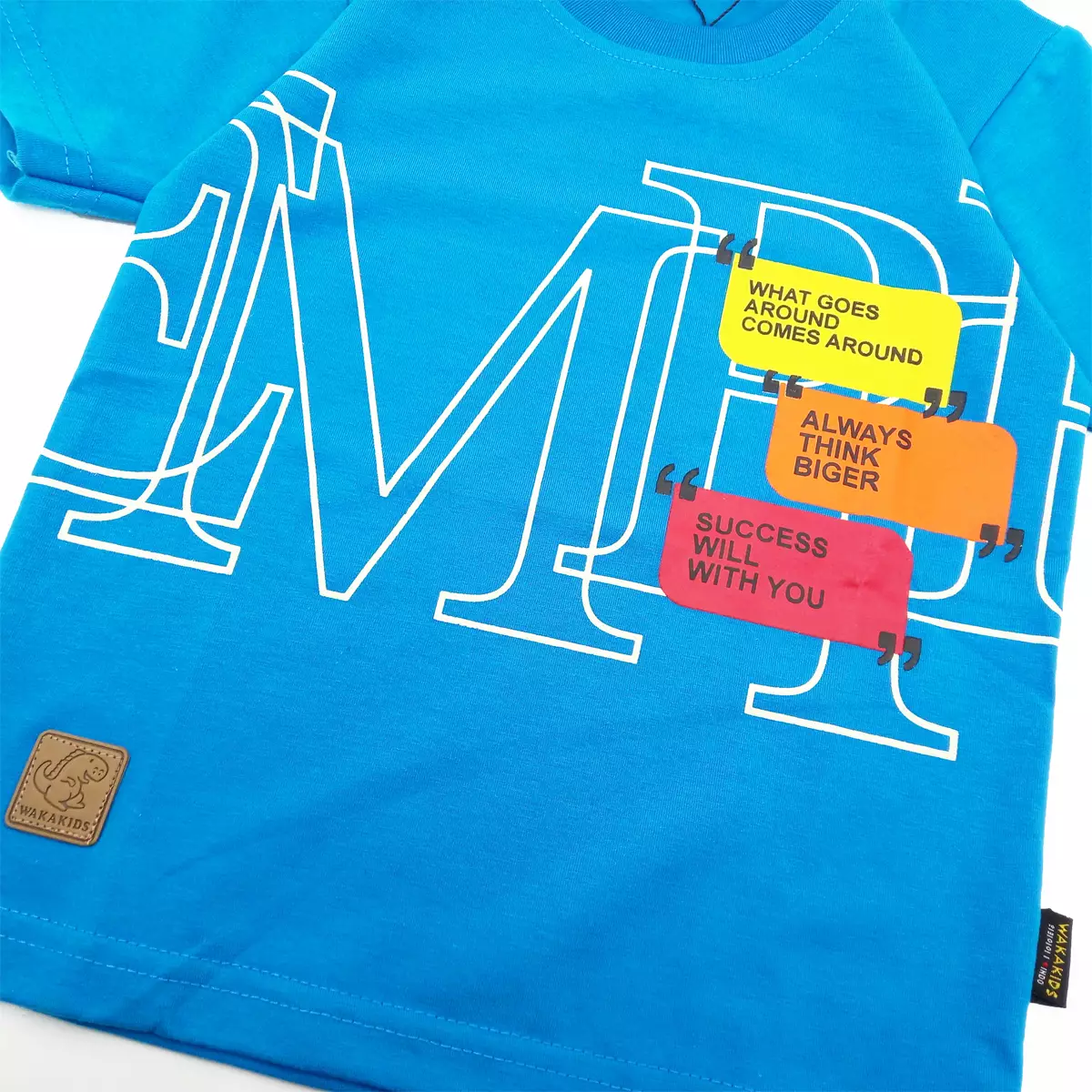 Wakakids Kaos Anak Laki Laki Atasan Baju Oblong Lengan Pendek Motif Always Think Bigger 3955 Putih