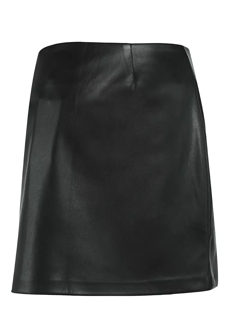 Slit Skirt with Pin Buckle Fastening In Black