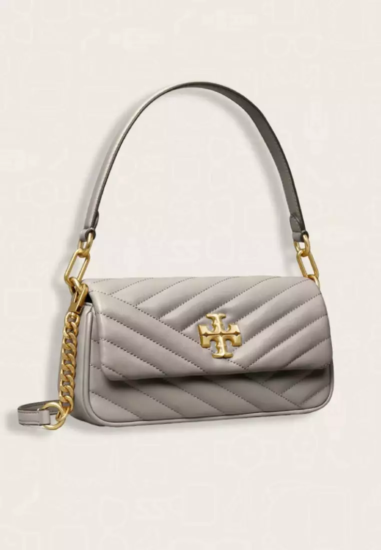 Tory Burch Small Kira Chevron Flap Shoulder Bag Gray Heron