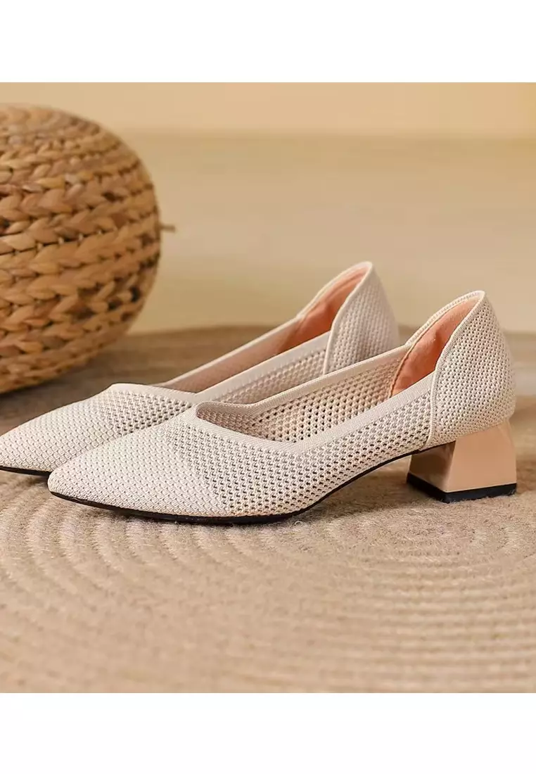 4CM Pointy Hollowed Flyknit Pumps XSN6818