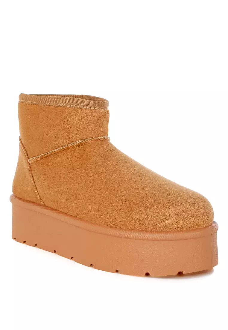 Sepatu Salju Microfiber Lembut Warna Tan