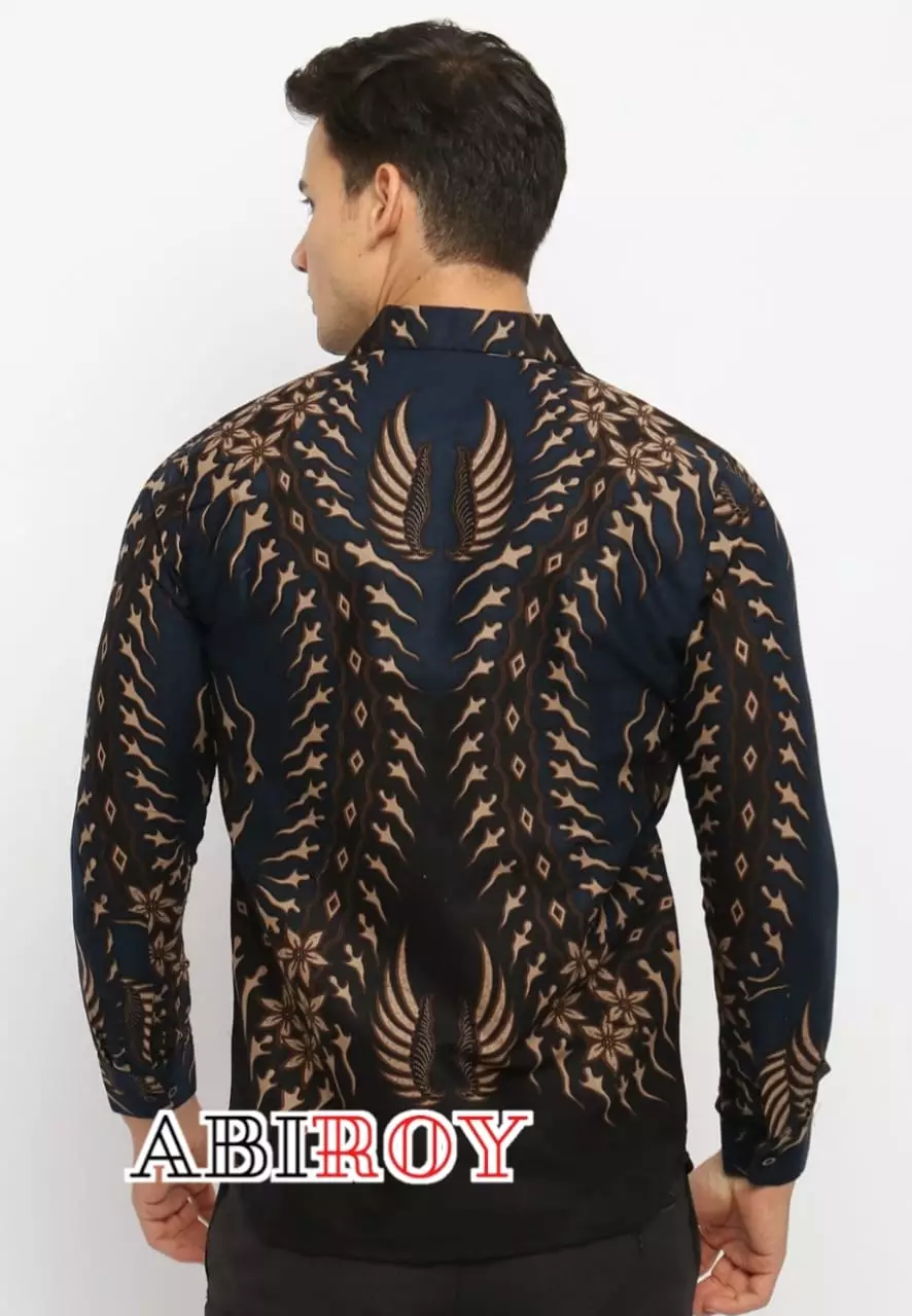 Kemeja Batik Pria Premium Slimfit Elegant Modern Lengan Panjang Rawana Navy