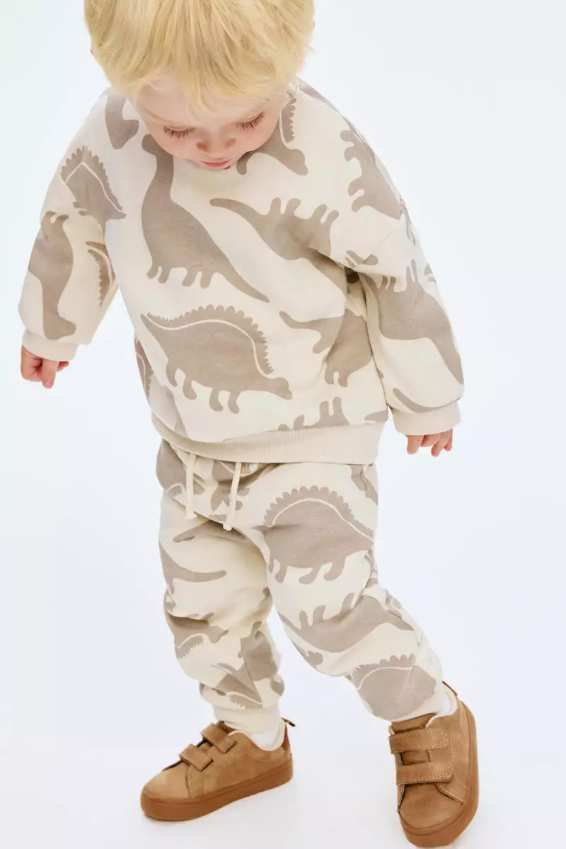 2-piece printed brushed-inside sweatshirt set