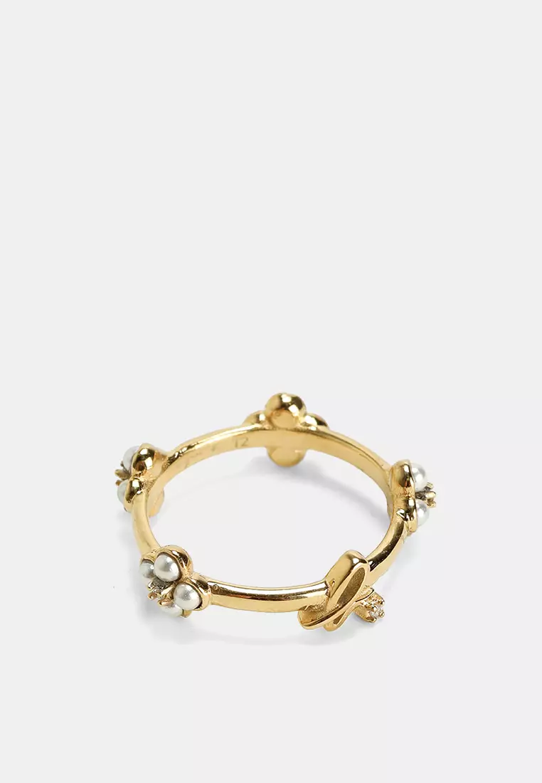 Double Bloom Pearl Ring