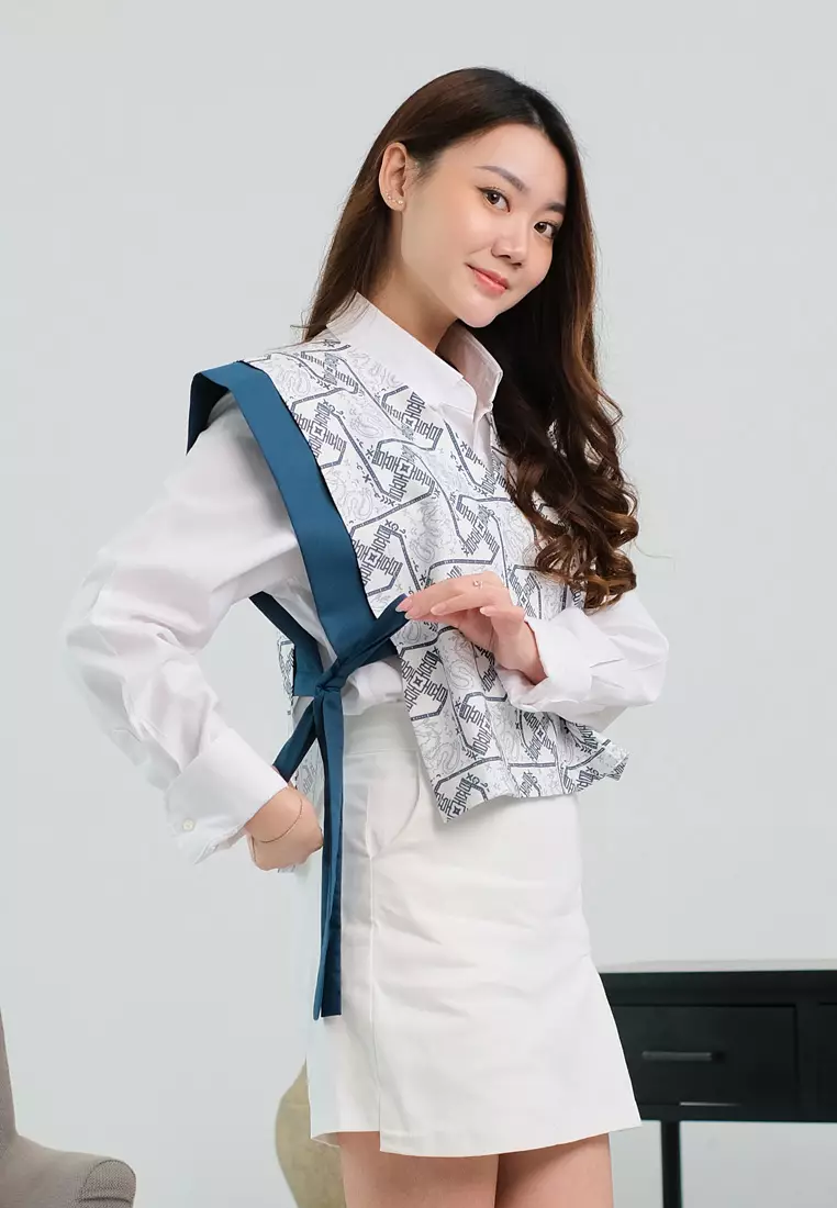 My Aksa Batik Wanita Vest Outer Naga Cita Putih