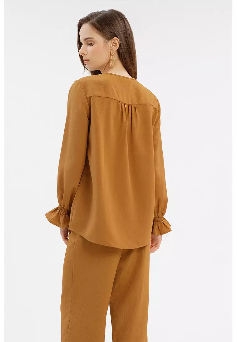 Jual Minimal Minimal BB Ghiana Blouse Mustard Brown Original 2024