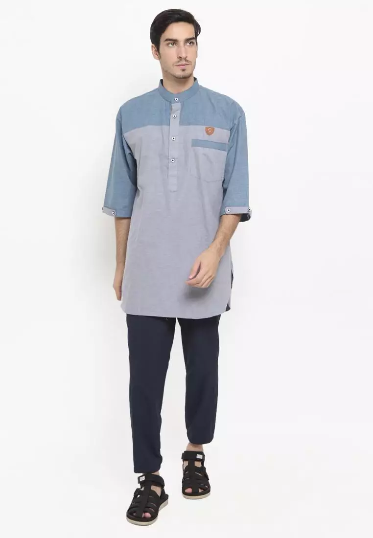Zayidan Baju Koko Gamis Muslim Pria Tamam - Abu Biru