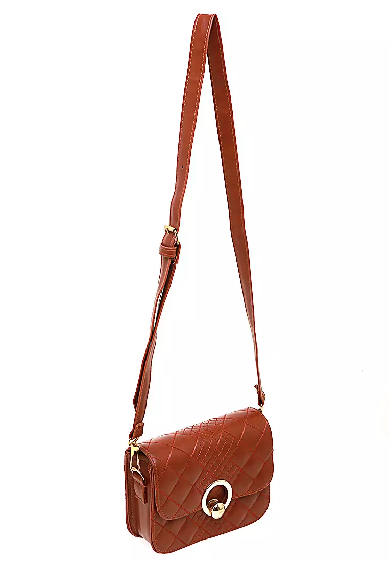 Erolla Tas Selempang Wanita Simple Tali Panjang Slingbags Woman Premium Quality - Brown