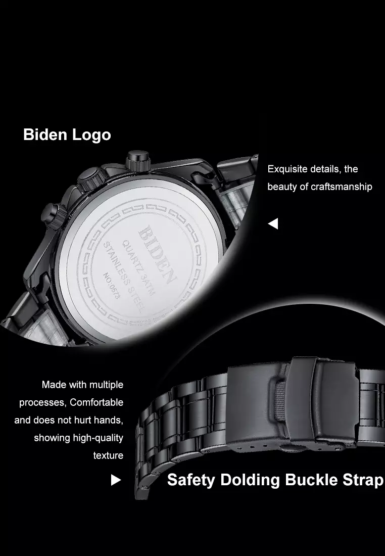 Jam Tangan Pria Original Bisnis Anti Air Tali Stainless Steel Jam Tangan Cowok blackblue