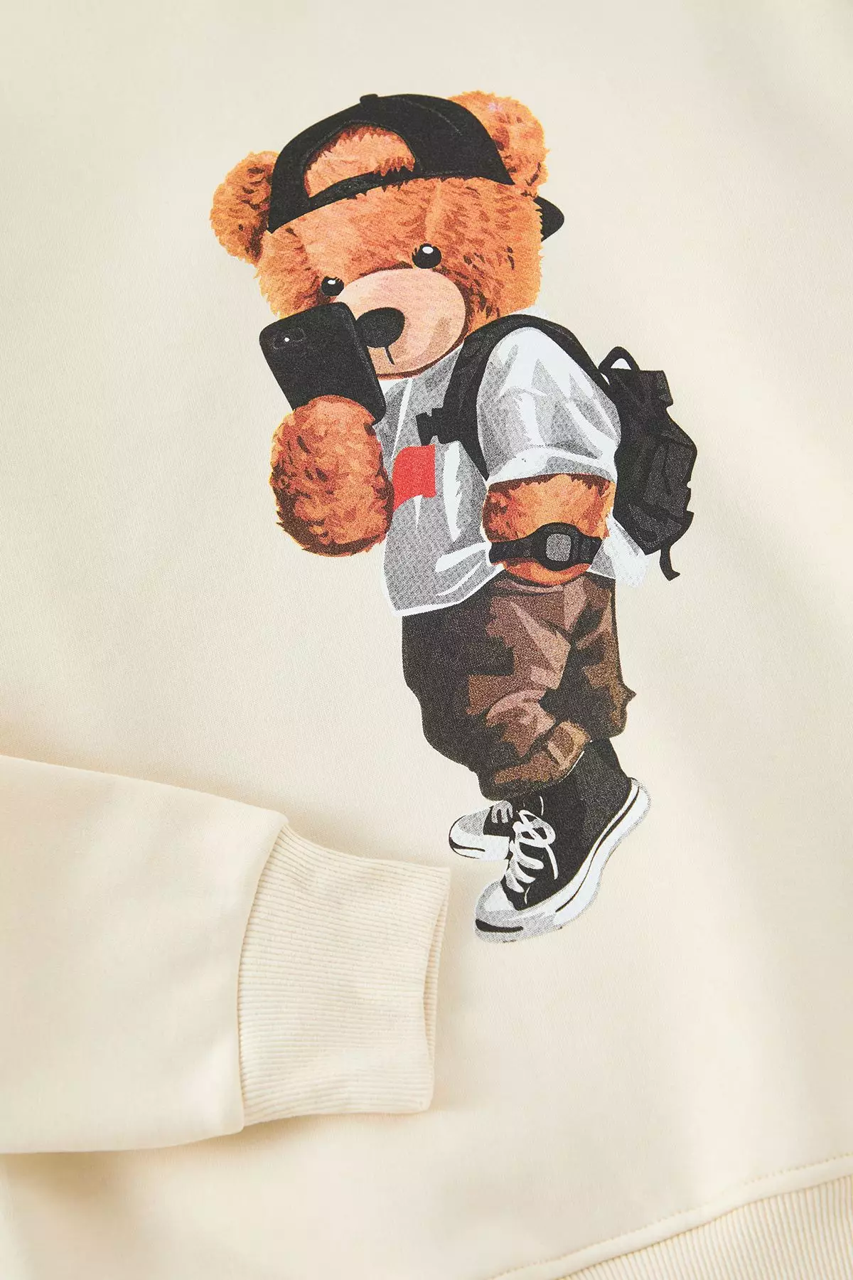 Buy Trendyol Ecru Unisex Oversize Teddy Bear Printed Inside Polar