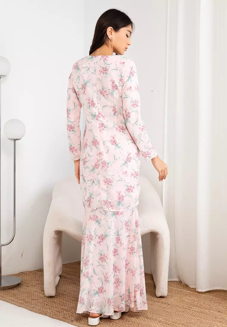Charming Pink Ariel Kurung Princess Kembang Payung Skirt