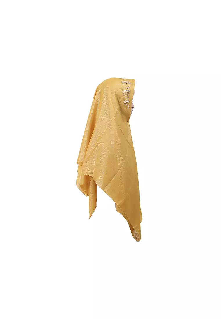 Hijab Segiempat Glowing Payet Kuning