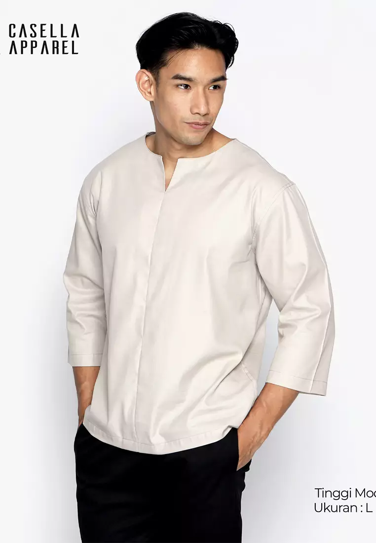 Casella Casella Baju Kasual Basic Polos Pria Lengan 7/8 | Daily Wear Noah 5029 Khaki