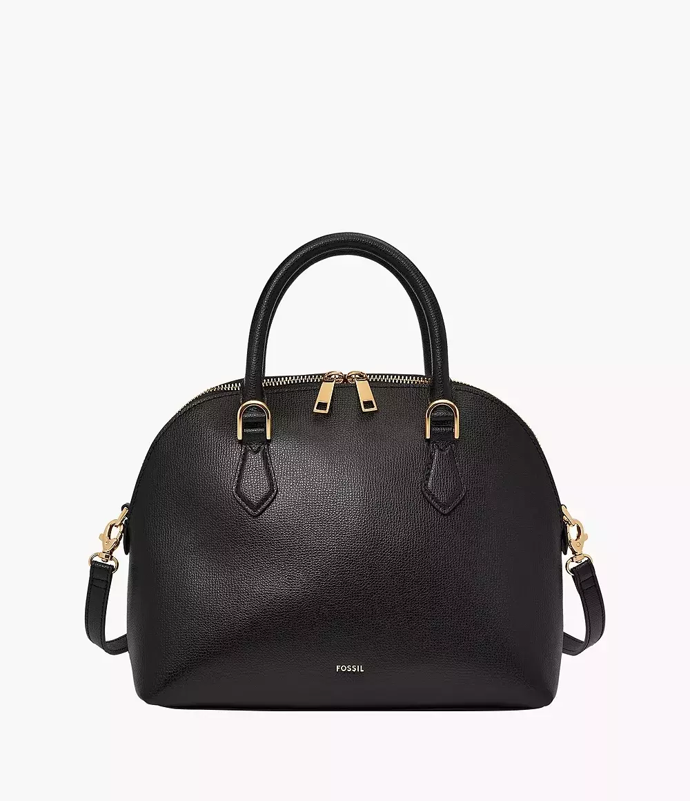 Fossil Bri Leather Dome Satchel Black Tas Wanita SHB3256-001