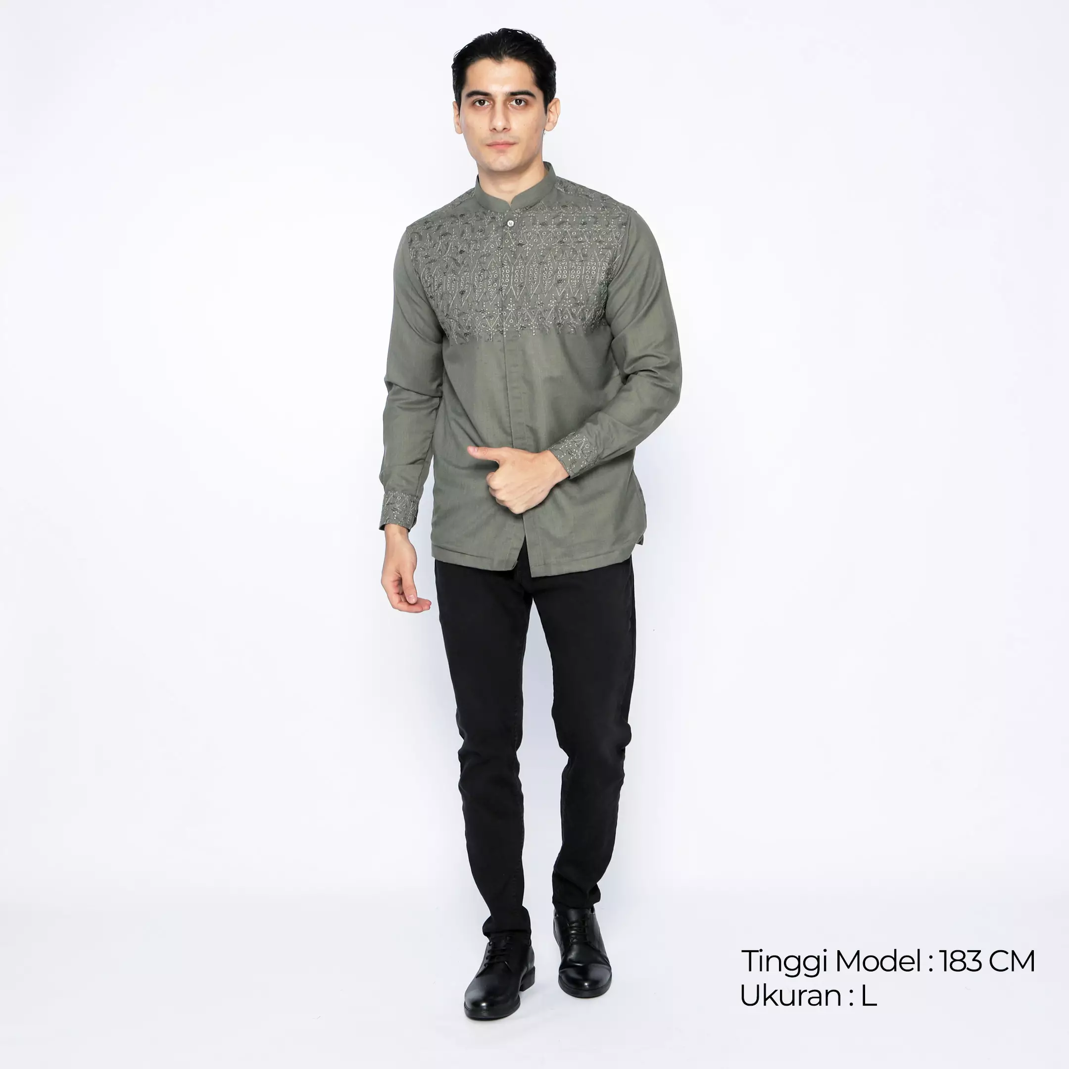 Casella Baju Koko Pria Lengan Panjang Premium Edisi Koko Sultan 9921 Green Grey