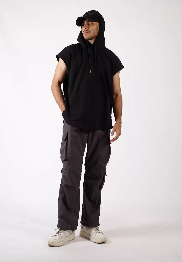 VEDECI ENDEMY OVERSIZED SLEEVELESS HOODIE BLACK
