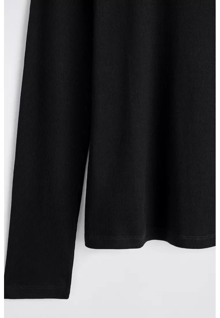 SLIM RIBBED COTTON LONG-SLEEVED T-SHIRT