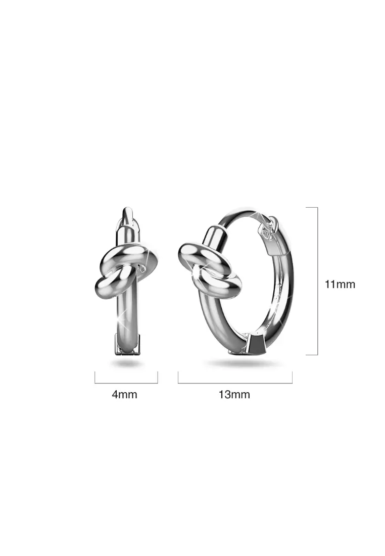 Solid 925 Sterling Silver Tie Knot Earrings