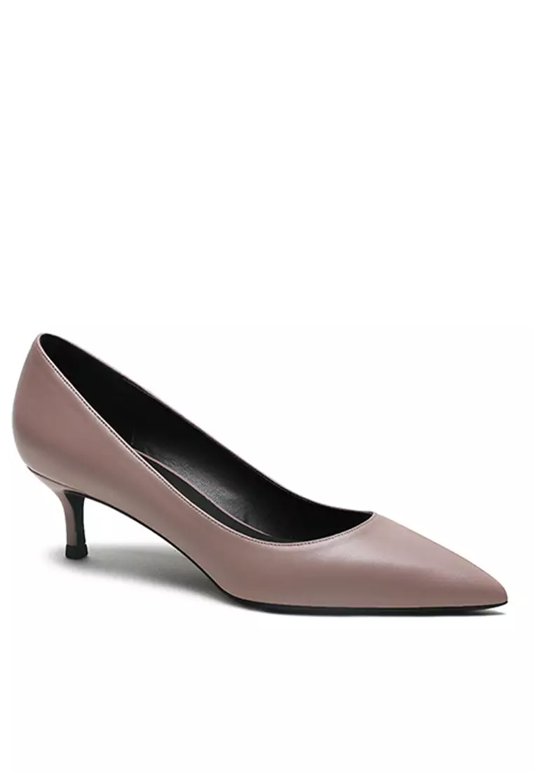 5CM Uniform Pointed Mid Heel Shoes HZL151