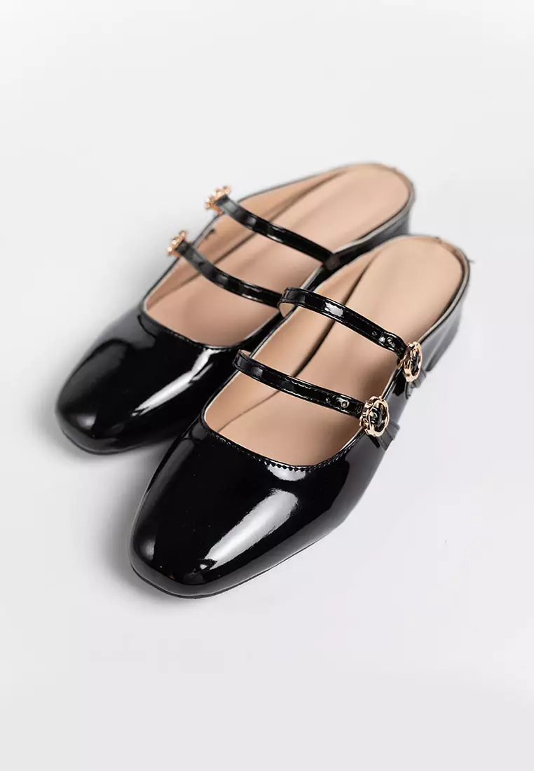 Milyy Mary Jane Glossy Mules
