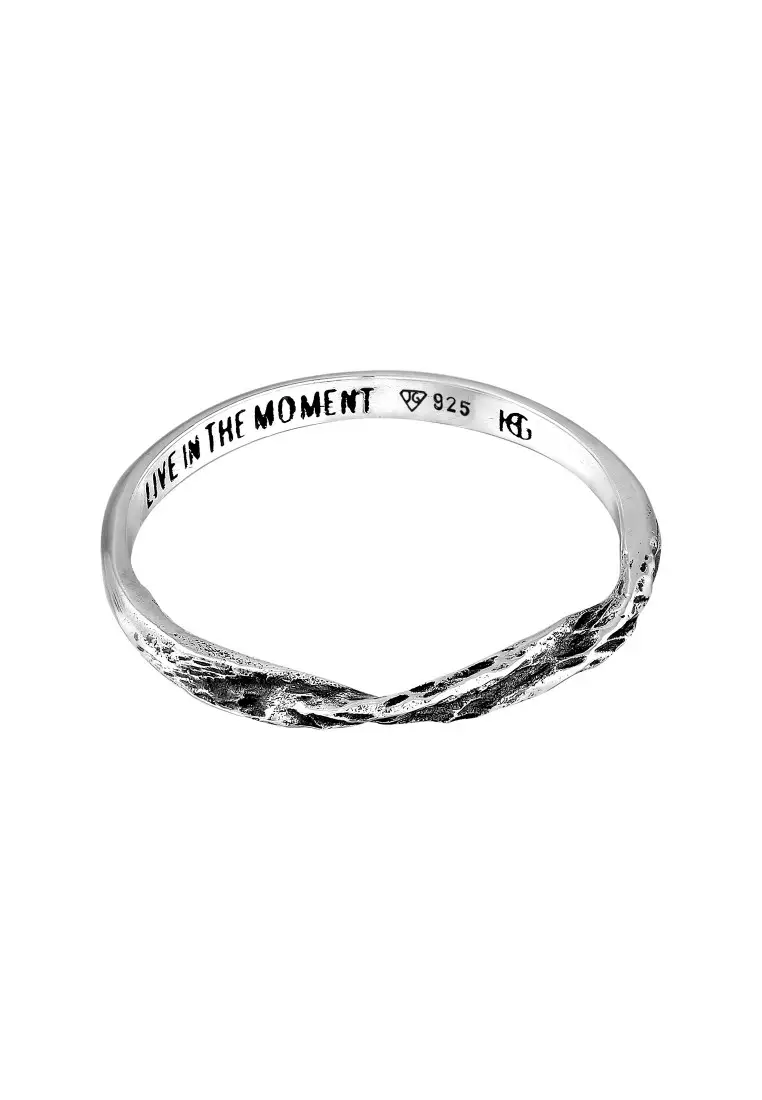 EXCLUSIVE Cincin Perhiasan Perak 925 Wanita Band Twisted Moment Oxidised