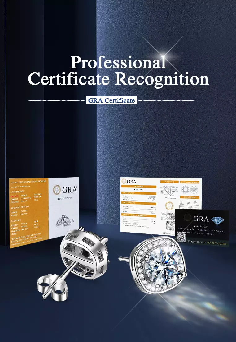 Anting Anting Wanita Berlian 1 Karat Sertifikat GRA Fashion