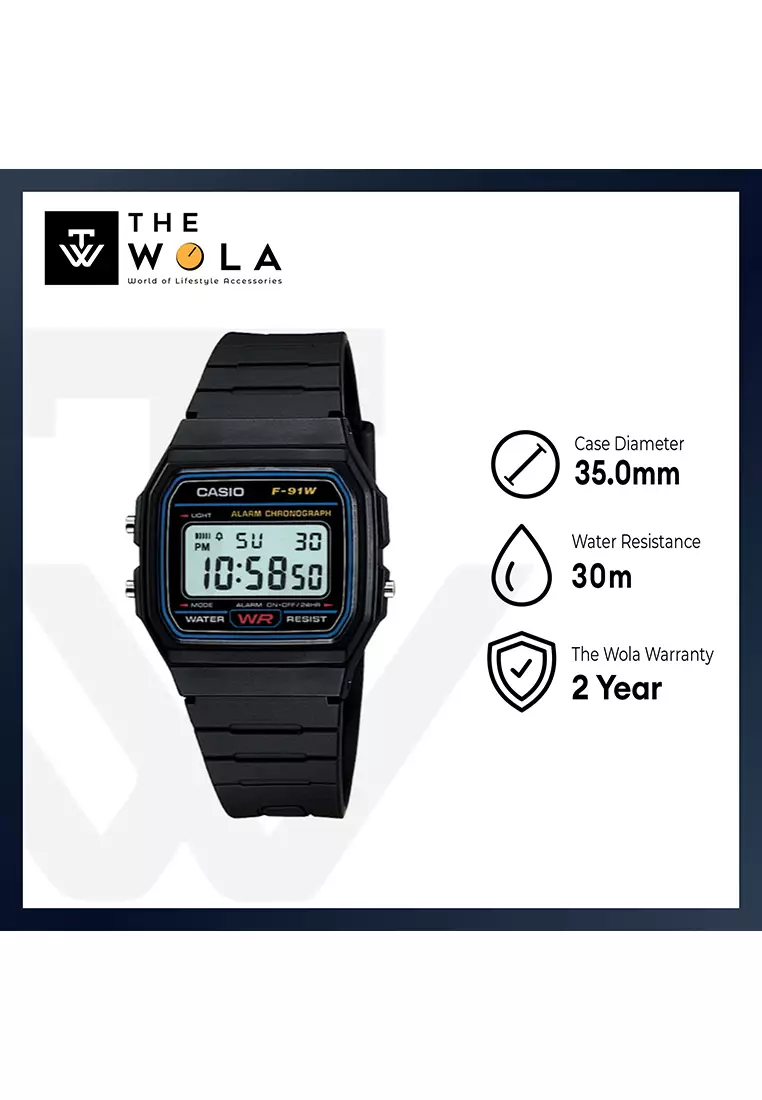 Men's Digital Watch F-91W-1DG Black Resin Band Casual Watch