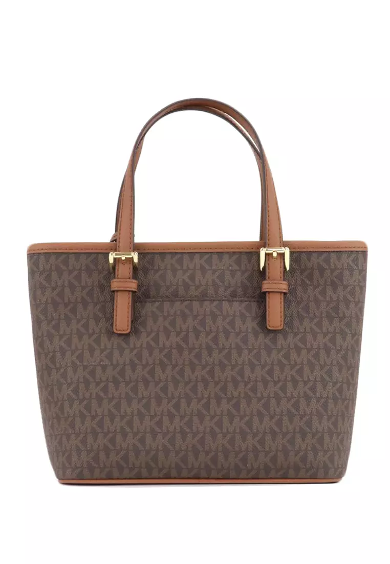 Michael kors jet set tote brown top