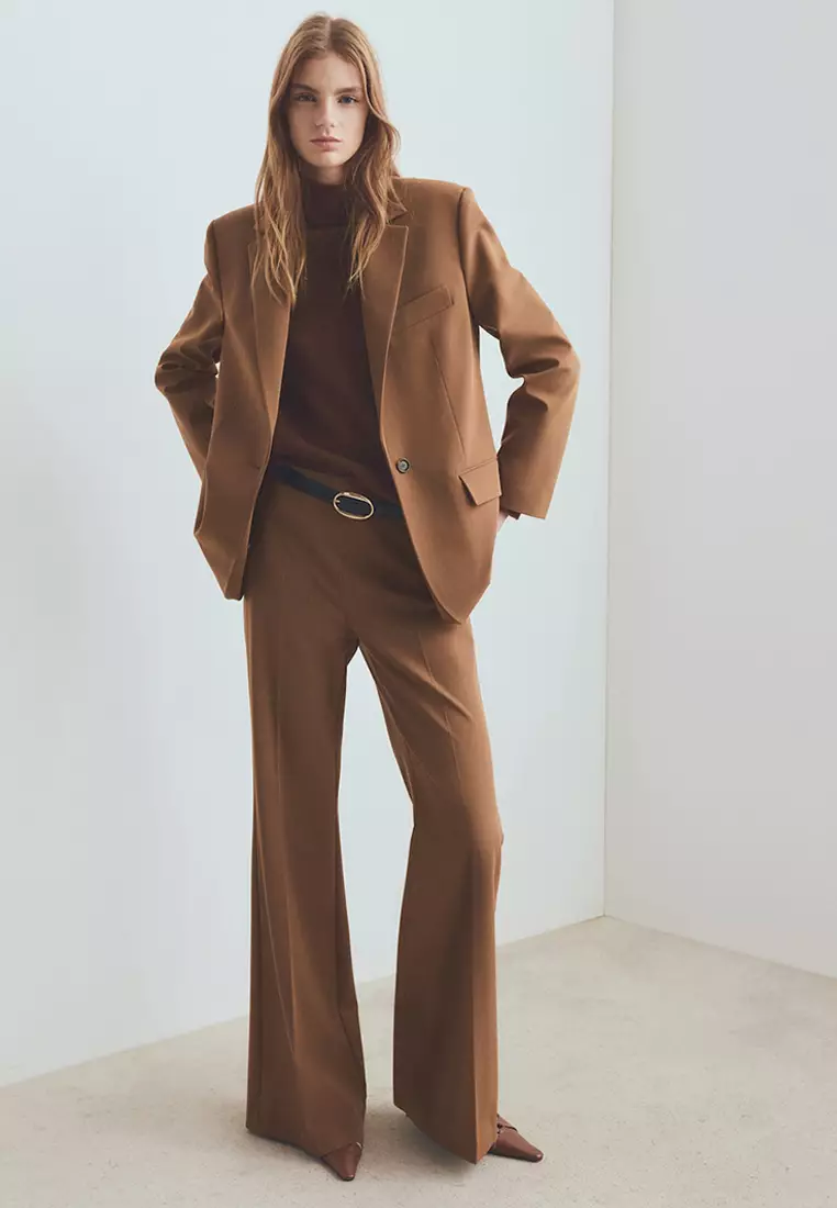 Straight Suit Jacket with Lapel Pockets
