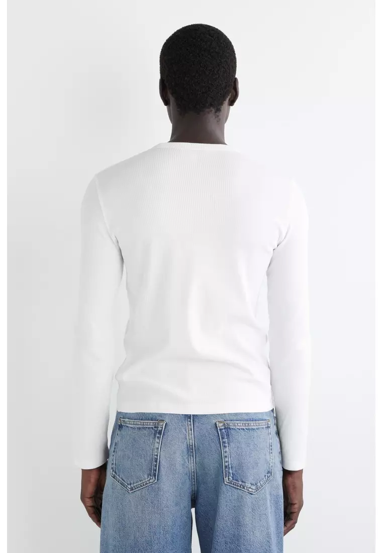 SLIM RIBBED COTTON LONG-SLEEVED T-SHIRT