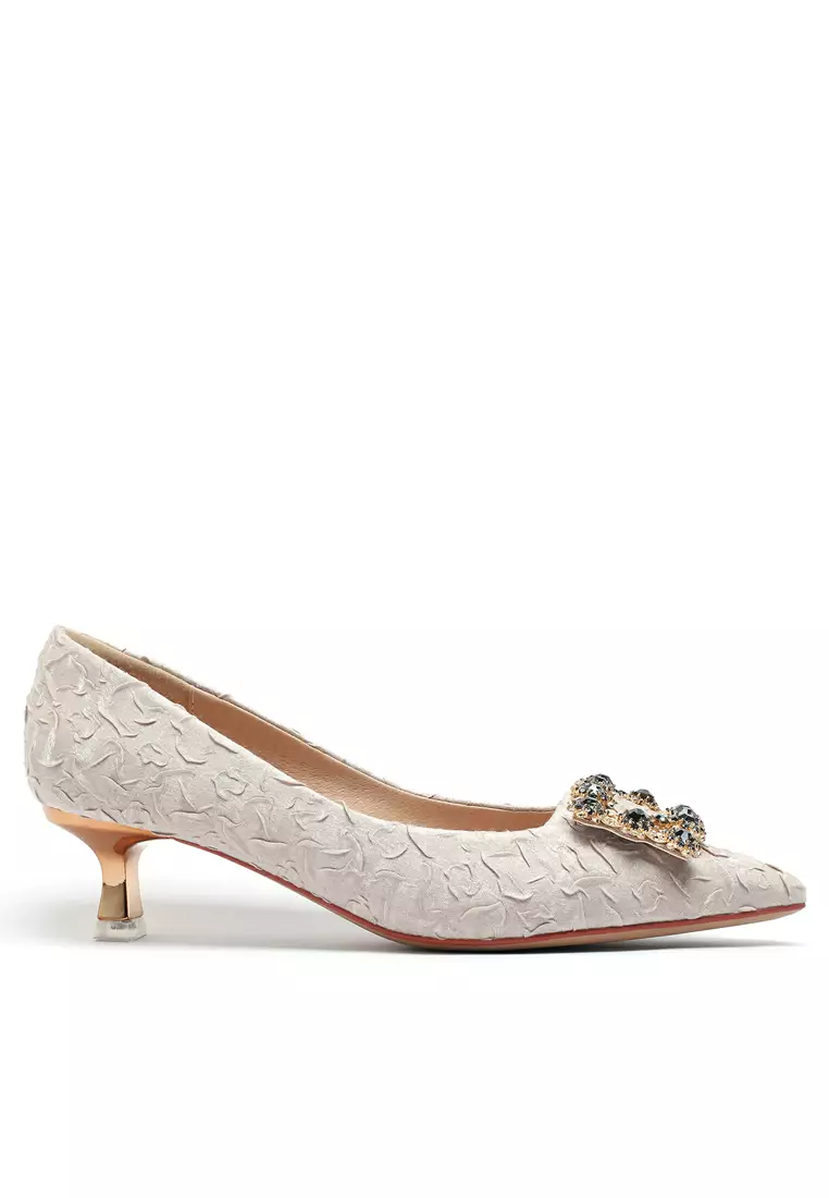 Discount on Twenty Eight Shoes  shoes - SKU: 5cm Rhinestone Buckle Satin Fabric Pumps 2046-14