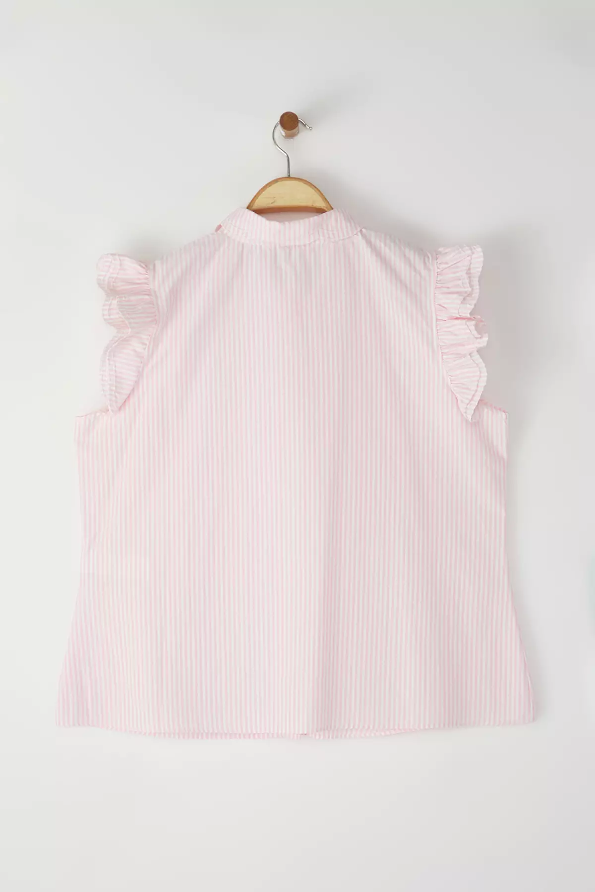 Plus Size Striped Collar Embroidery Detail Shirt