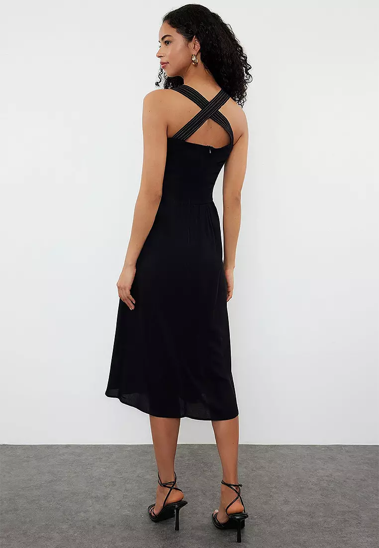 Crossover Back Smock Dress