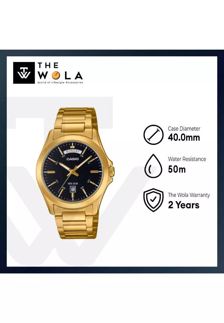 MTP-1370G-1A Men Analog Watch with Gold Stainless Steel Band