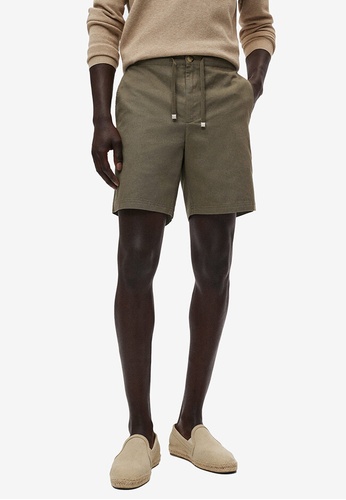 MANGO Man green Drawstring Cotton Linen Bermuda Shorts 3DEA9AA4B5D3E1GS_1