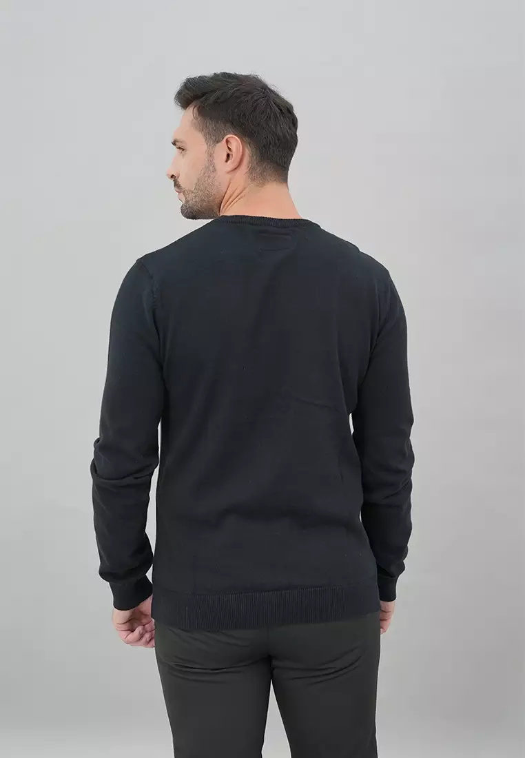 Johnwin - Sweater Pria - Motif Polos - Hitam - ASW.660.D047.004.C-L/S