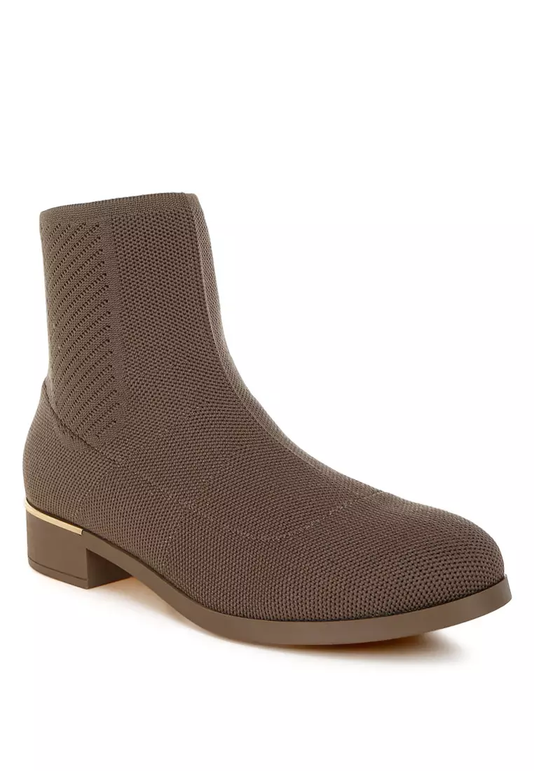 Knitted Sock Boots in Taupe