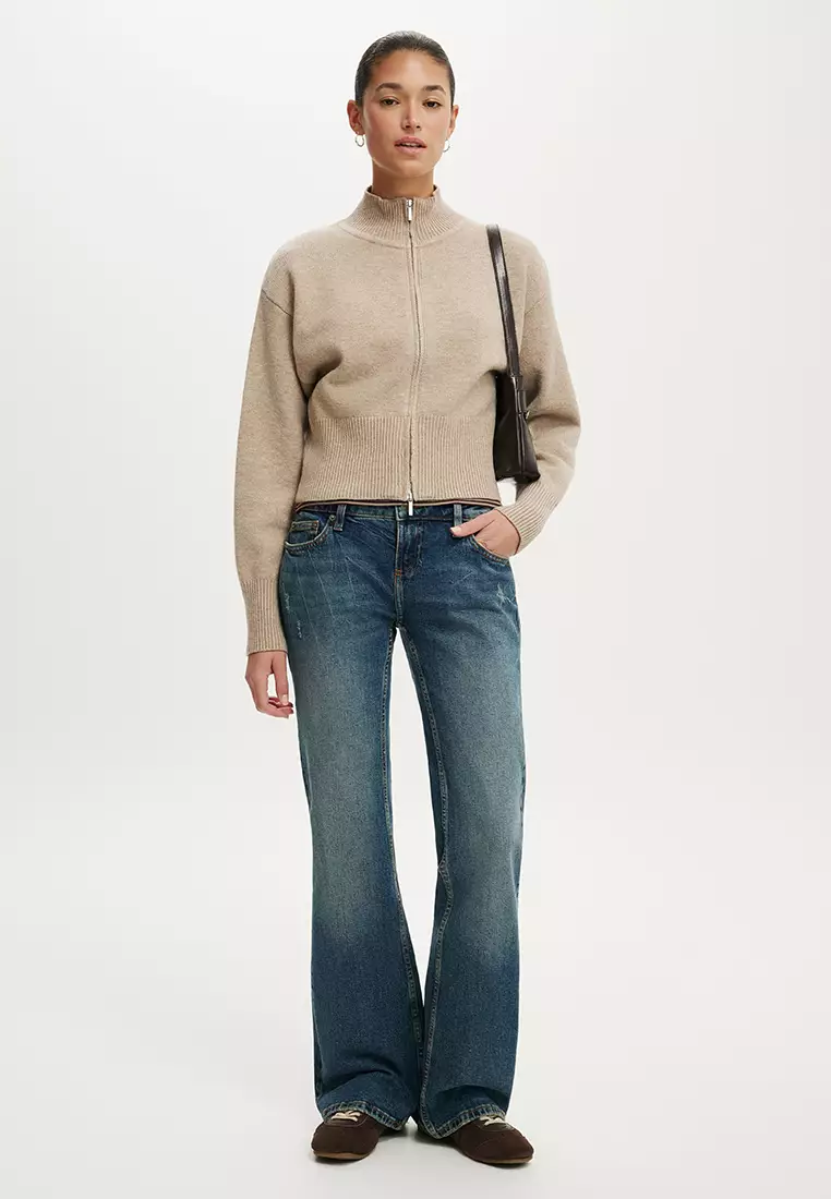 Lotus Cinched Zip Knit Sweatshirt
