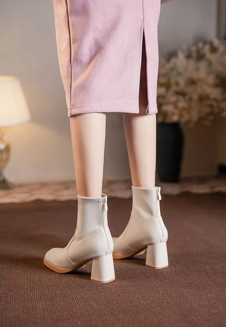 Buy Twenty Eight Shoes 6.5CM Square Toe Zipper Ankle Boots BY836521
