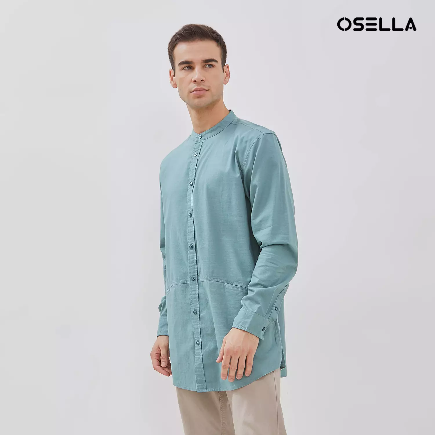 [NEW] Osella Zayan Tunic Shanghai Collared Long Sleeve Shirt 20375209 | Kemeja Lengan Panjang Pria